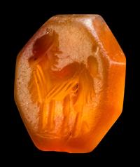 A Roman Carnelian Ring Stone with a Mythological Creature