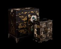 Two Inlaid Black Lacquer Table Chests