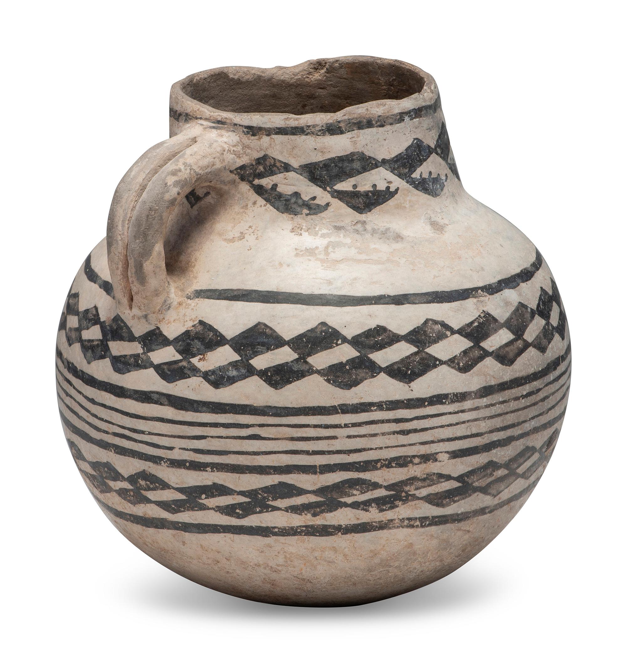 Ancestral Pueblo Black-on-White Pottery Pitcher