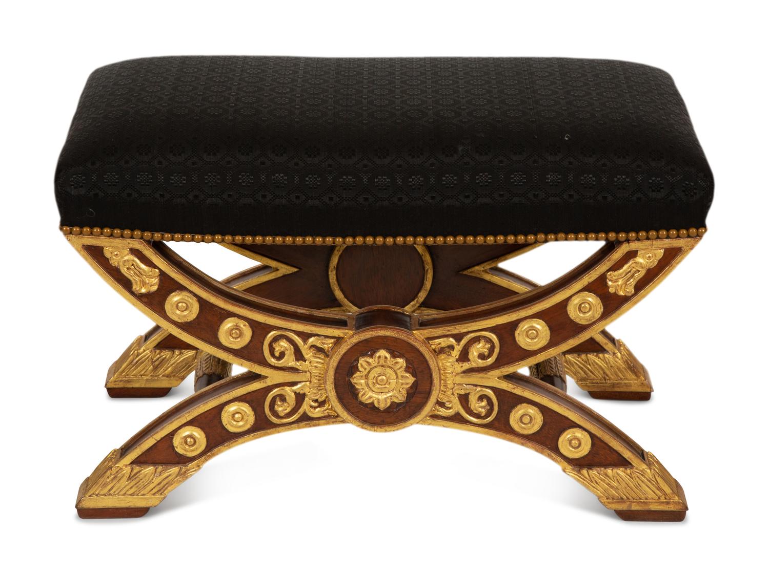 An Empire Style Parcel Gilt Mahogany Cerule-Form Stool