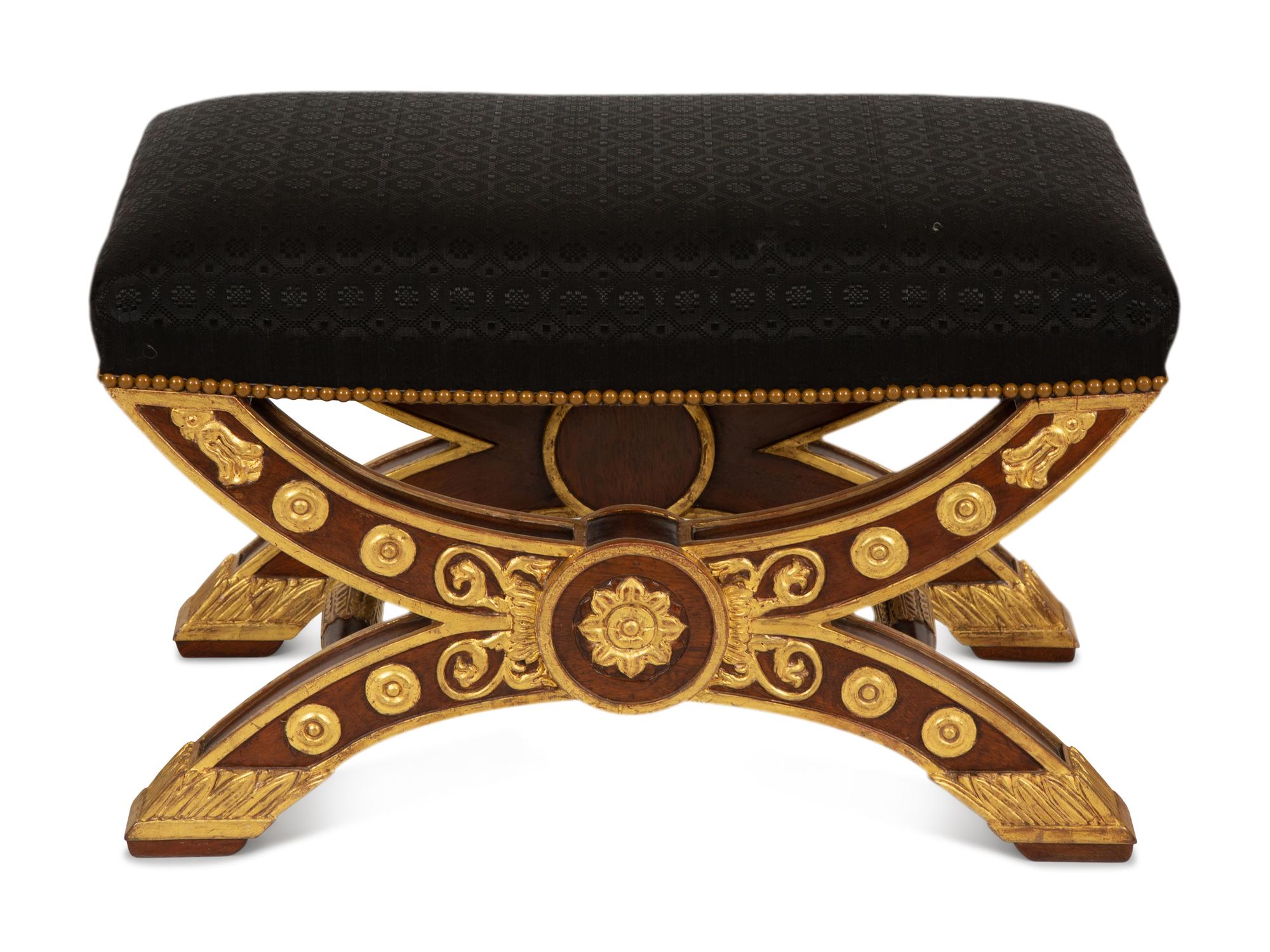 An Empire Style Parcel Gilt Mahogany Cerule-Form Stool