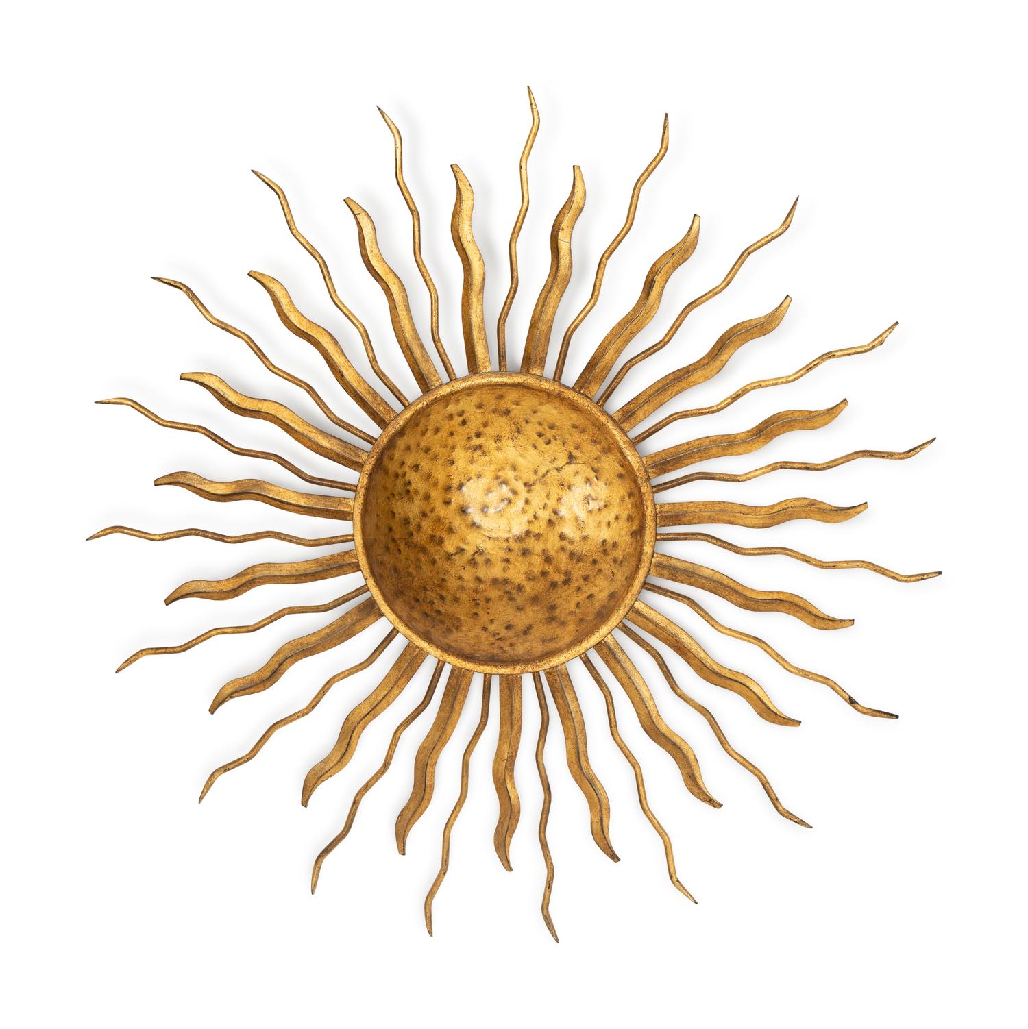 A Gilt Metal Sunburst Ceiling Fixture