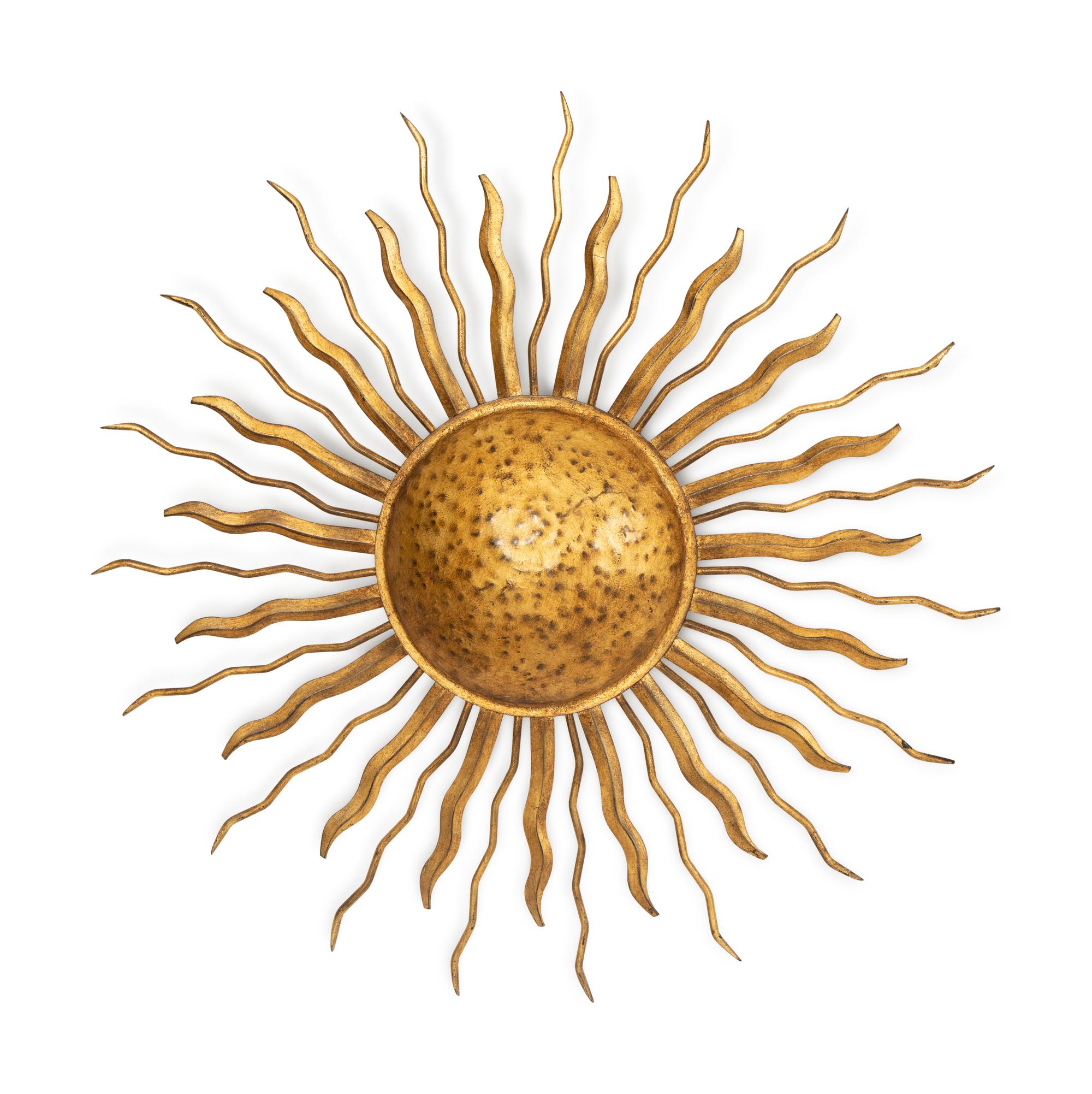 A Gilt Metal Sunburst Ceiling Fixture