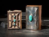 Pair of Navajo Silver and Turquoise Ketohs