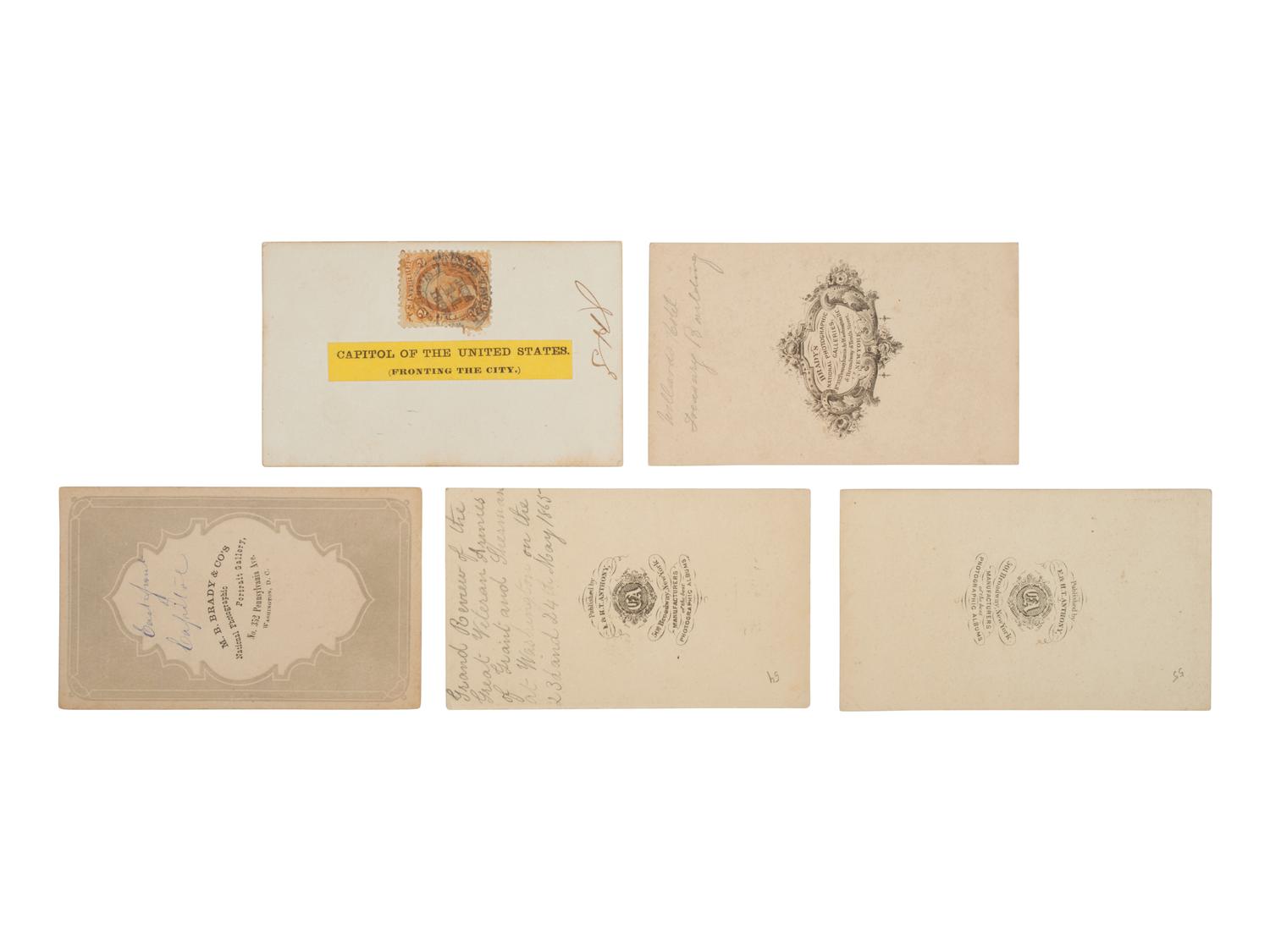 [CIVIL WAR]. 5 CDVs of Washington, DC, including the Grand Review in May 1865.