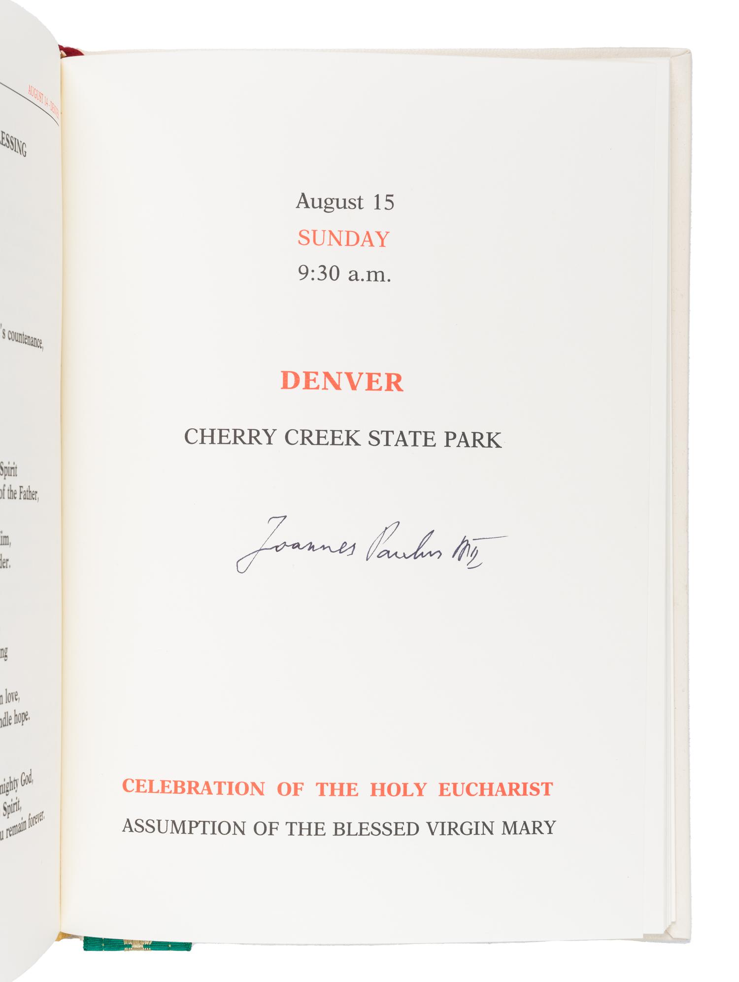 [POPE JOHN PAUL II (Karol Jozef Wojtyła,1920-2005)]. Pastoral Visit of His Holiness Pope John Paul II to Jamaica, Merida and Denver, August 9-16, 1993 . [Vatican City]: Typus Vaticanus, [1993].