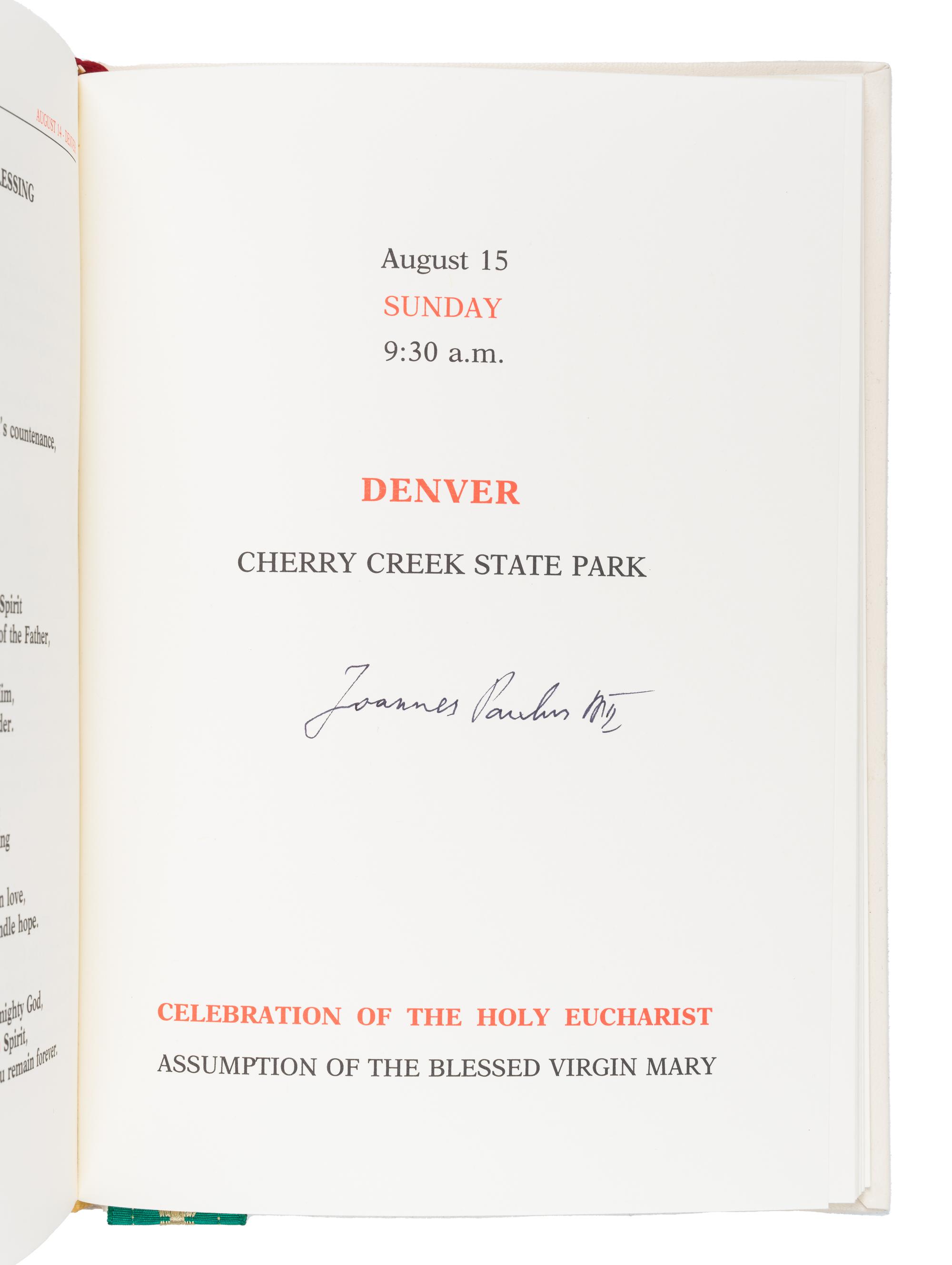 [POPE JOHN PAUL II (Karol Jozef Wojtyła,1920-2005)]. Pastoral Visit of His Holiness Pope John Paul II to Jamaica, Merida and Denver, August 9-16, 1993 . [Vatican City]: Typus Vaticanus, [1993].