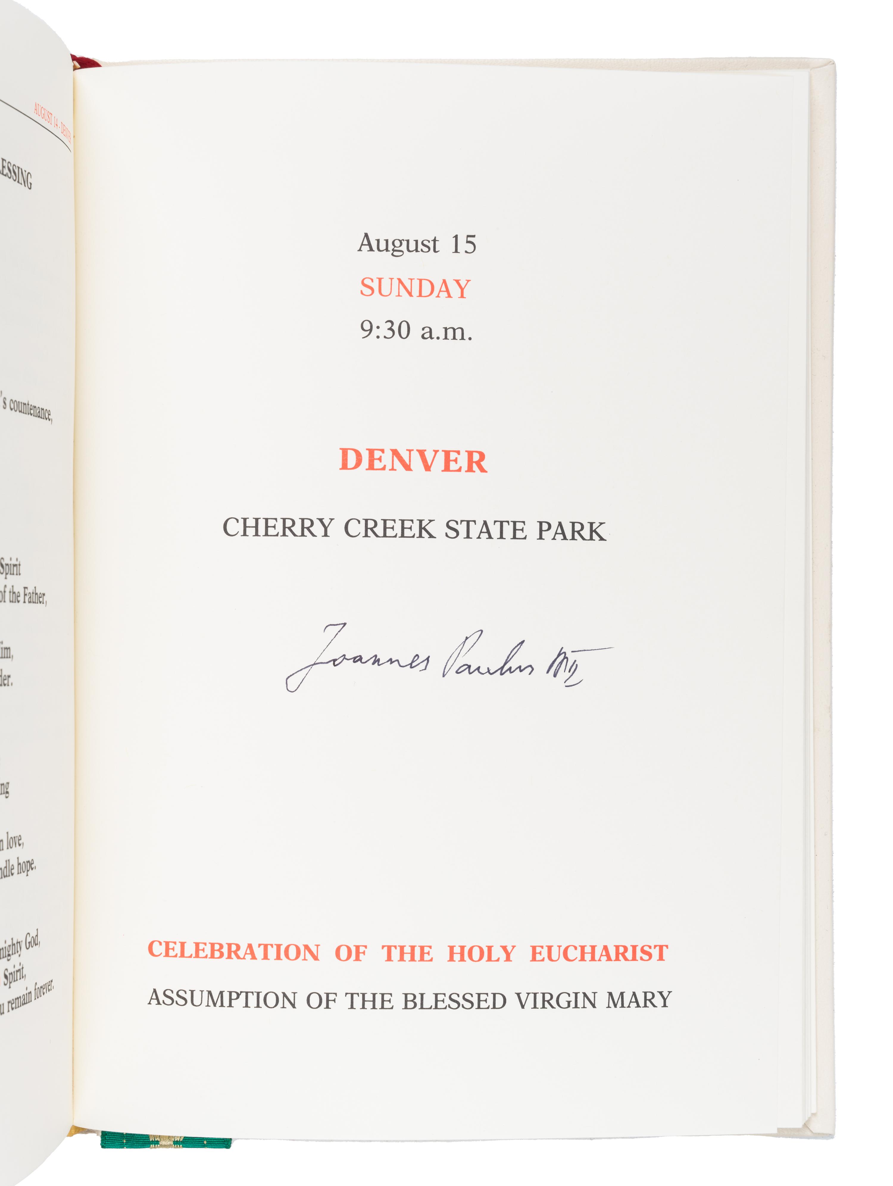 [POPE JOHN PAUL II (Karol Jozef Wojtyła,1920-2005)]. Pastoral Visit of His Holiness Pope John Paul II to Jamaica, Merida and Denver, August 9-16, 1993 . [Vatican City]: Typus Vaticanus, [1993].