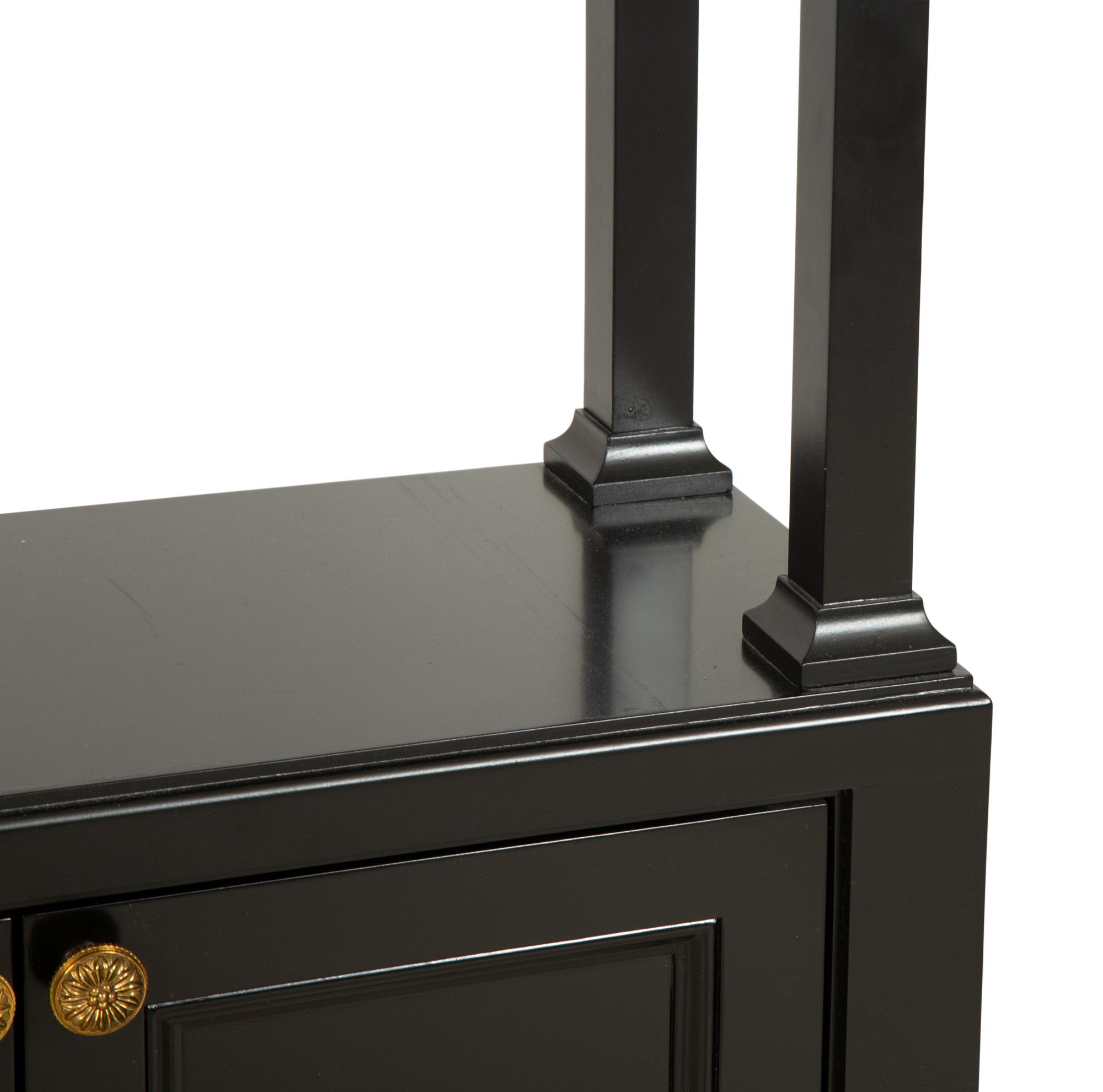 A Pair of Custom Neoclassical Style Black-Painted Bookcases