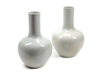 A Pair of Large Chinese White-Glazed Porcelain Bottle Vases