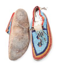 Sioux Beaded Buffalo Hide Moccasins