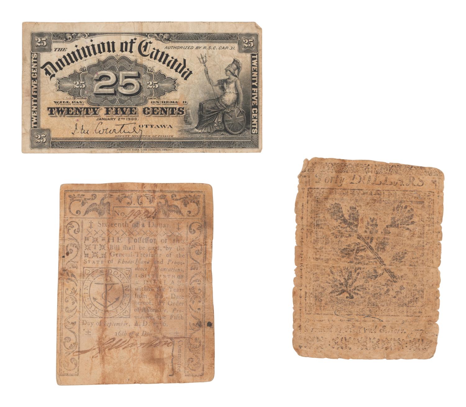 A Collection of American Continental and State-Issued Paper Money