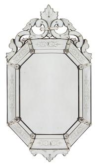 A Venetian Glass Mirror, Height 45 x width 26 1/2 inches.