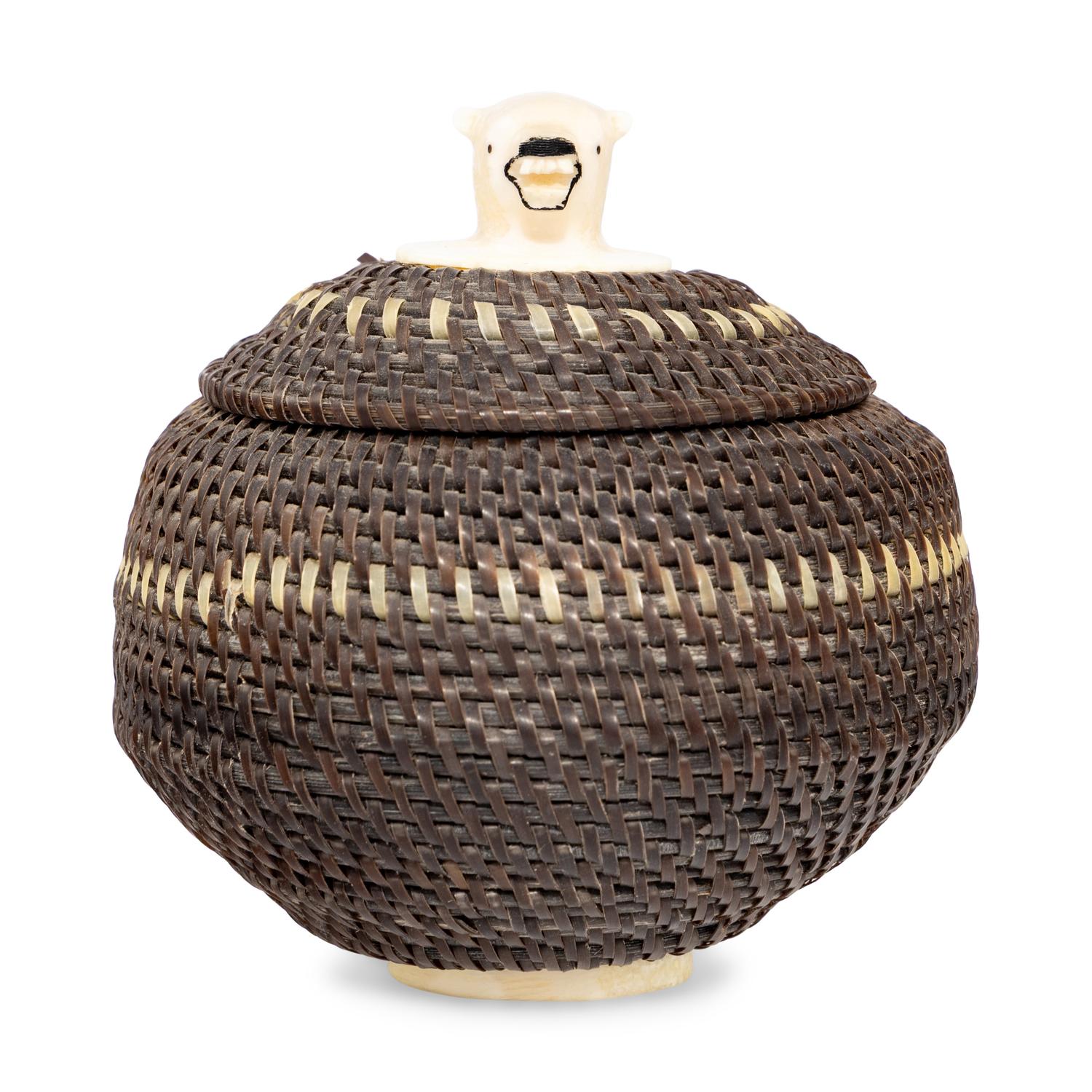 Baleen Basket, with Polar Bear Finial