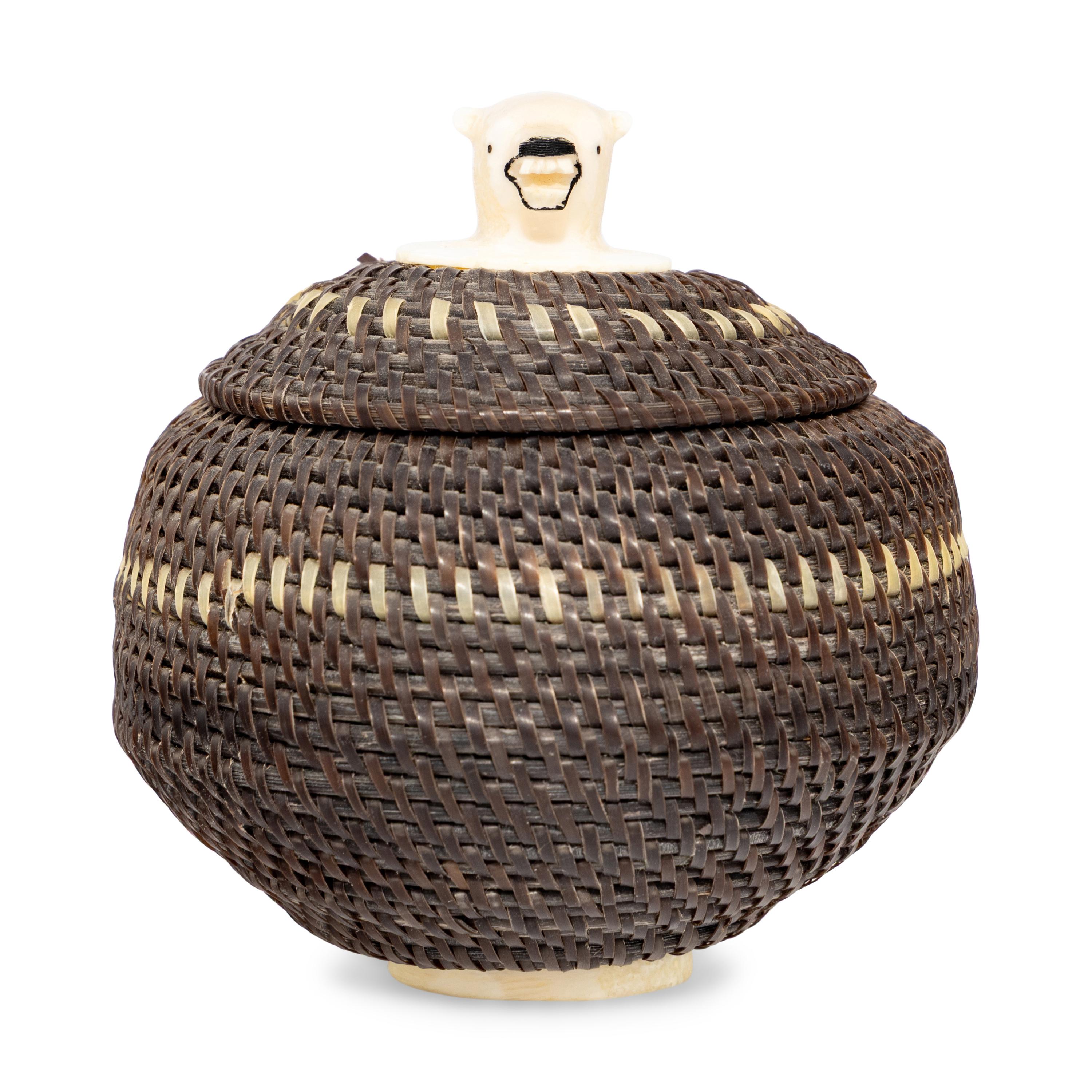Baleen Basket, with Polar Bear Finial