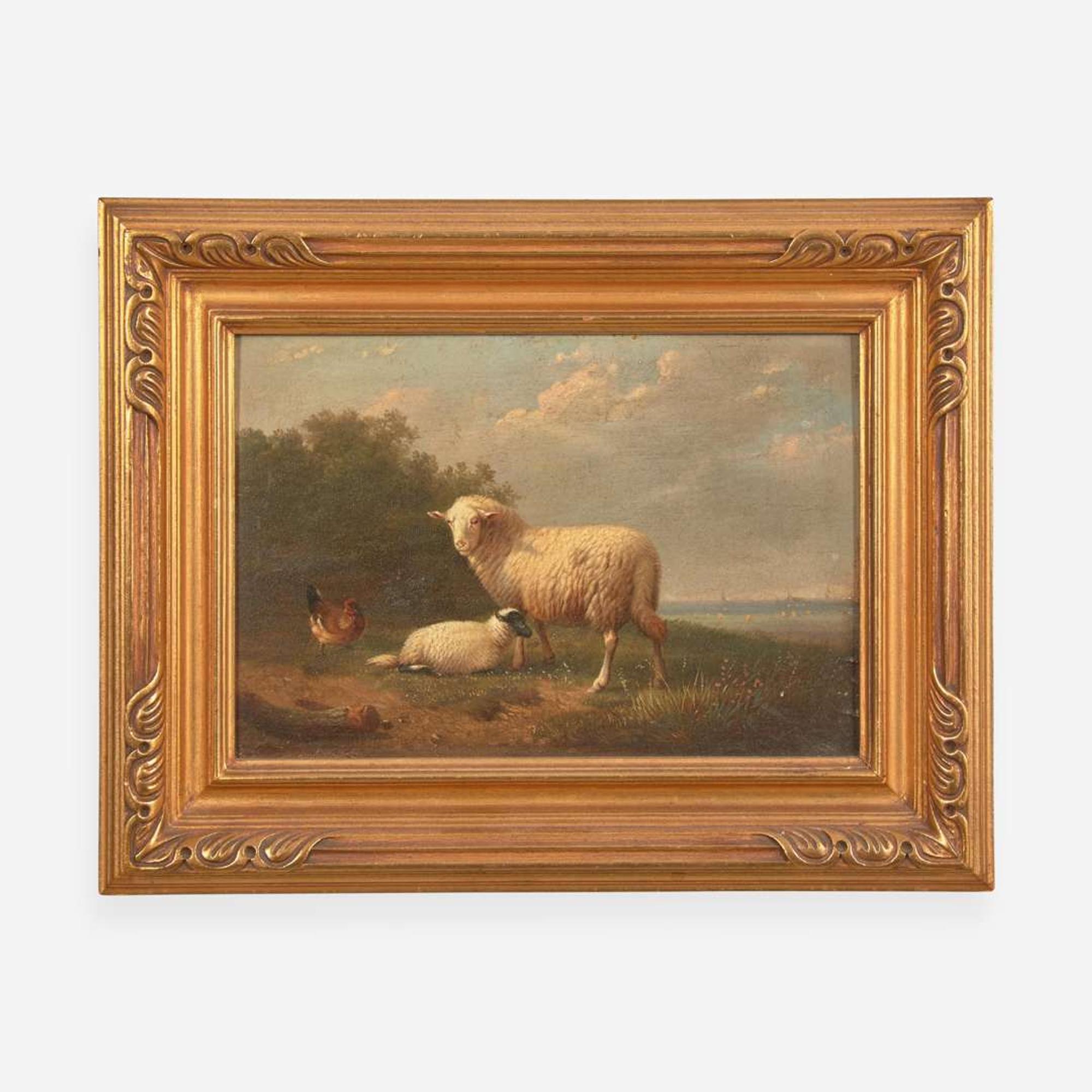 Franz van Severdonck (Belgian, 1809–1889) Cockfight and Family of Sheep; together with a Companion (3)