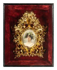A Continental Porcelain Plaque in a Giltwood Frame