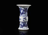 A blue and white flared Gu vase, Kangxi period 青花小花觚 清康熙