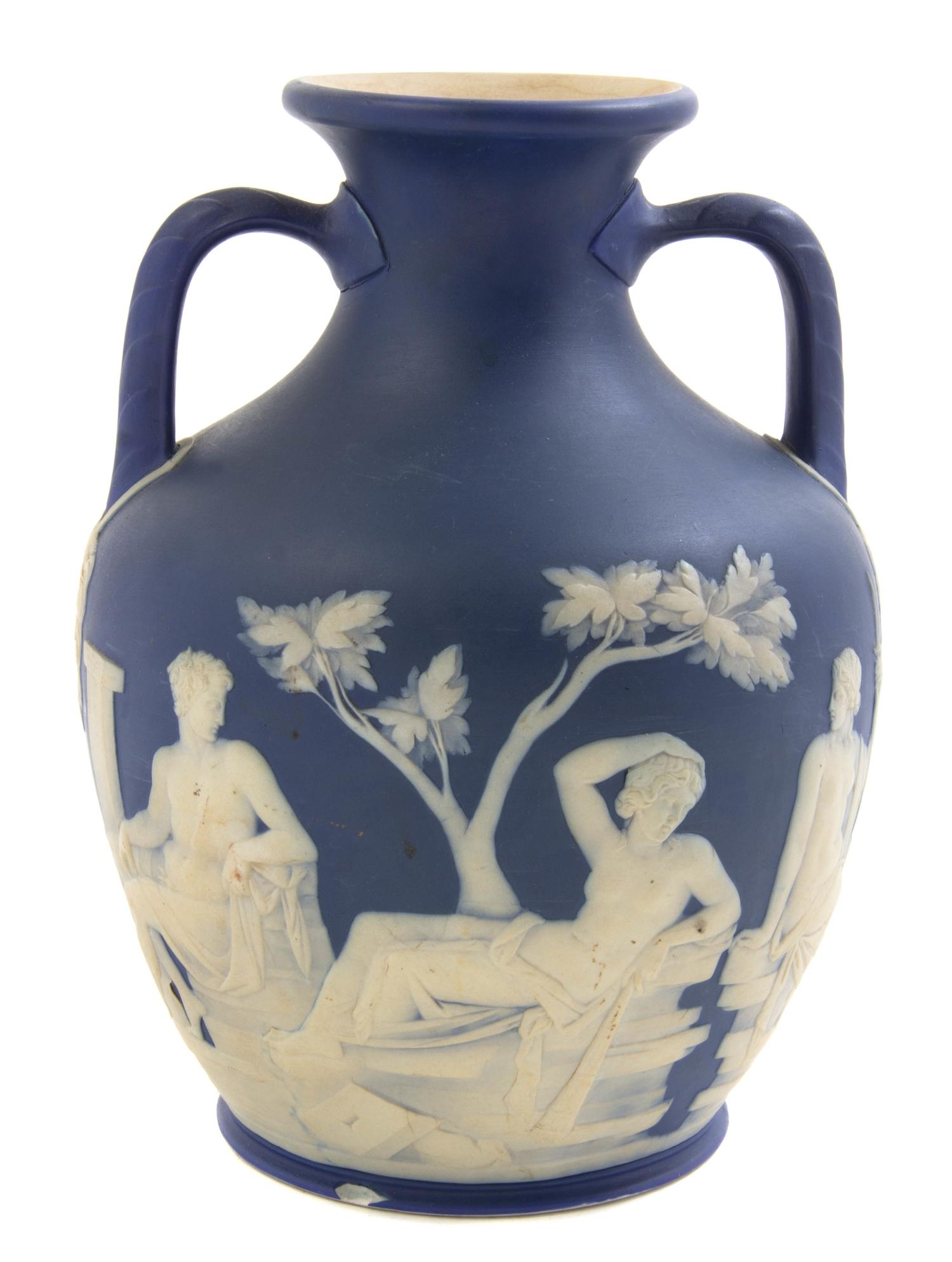 A Wedgwood Jasperware Portland Vase, Height 10 inches.