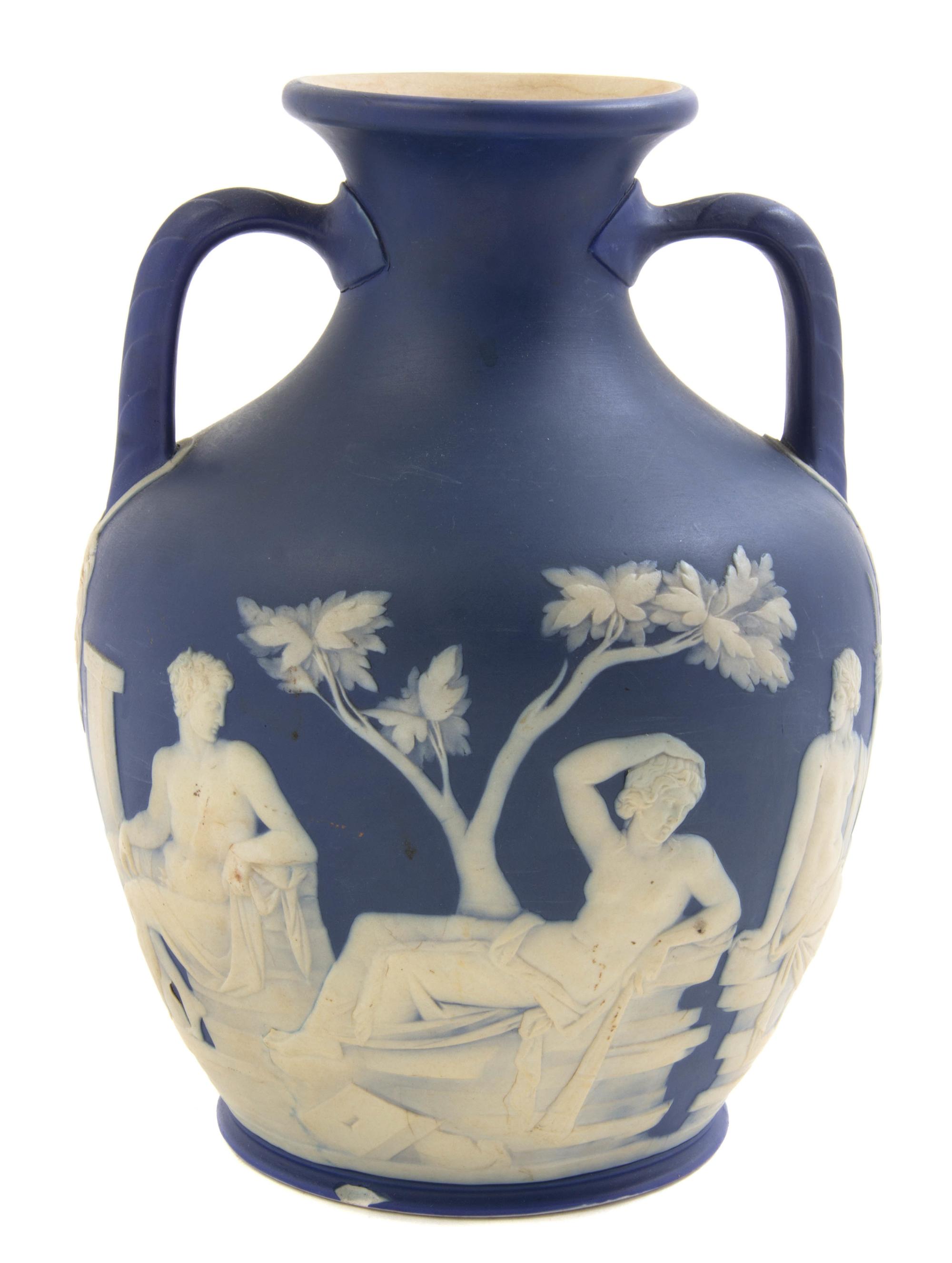 A Wedgwood Jasperware Portland Vase, Height 10 inches.