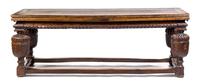 An English Oak Draw-Leaf Refectory Table Heigh 33 x width 92 1/2 x depth 36 inches (closed). — 17TH CENTURY