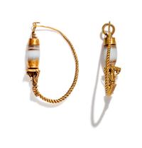 A Pair of Roman Agate and Gold Hoop Earrings