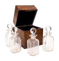 An English Burlwood Writing Slope and an English Burlwood Decanter Caddy