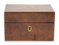 A Georgian Burlwood Jewel Box and a Mahogany Tea Caddy