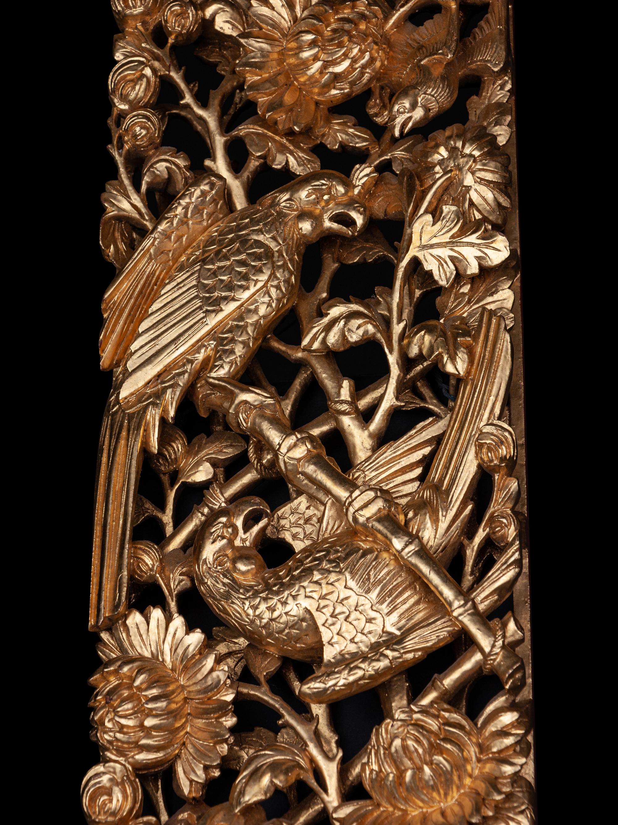 Two Chinese Gilt Wood Panels