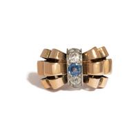 RETRO, SAPPHIRE AND DIAMOND RING