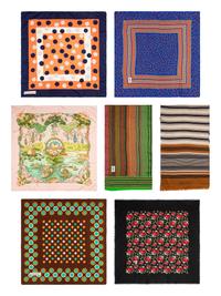 Seven Designer Silk Scarves by YSL and Hermès