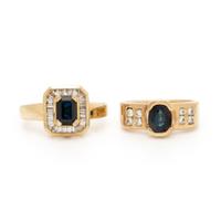 Two Sapphire and Diamond Rings
