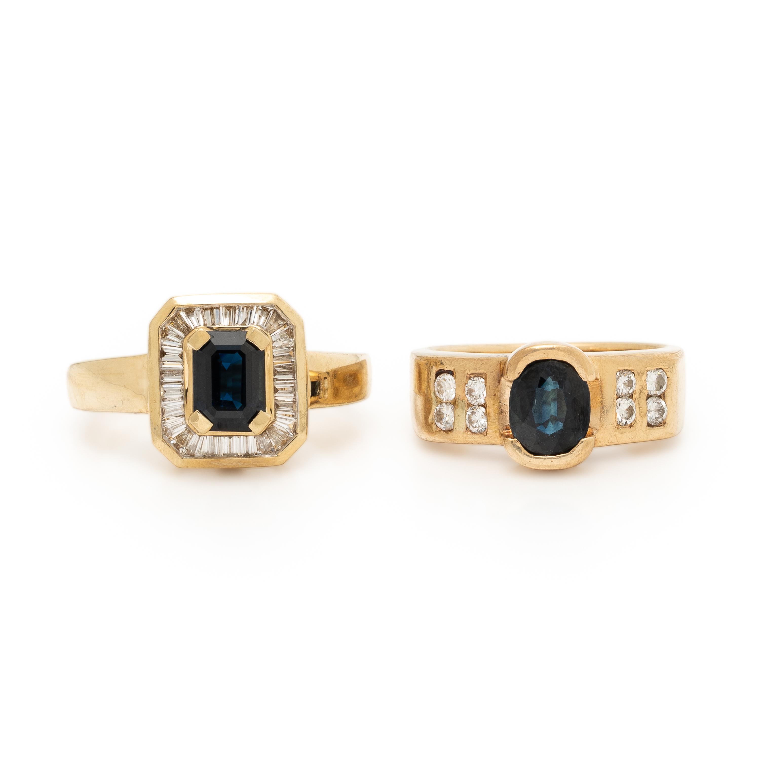 Two Sapphire and Diamond Rings