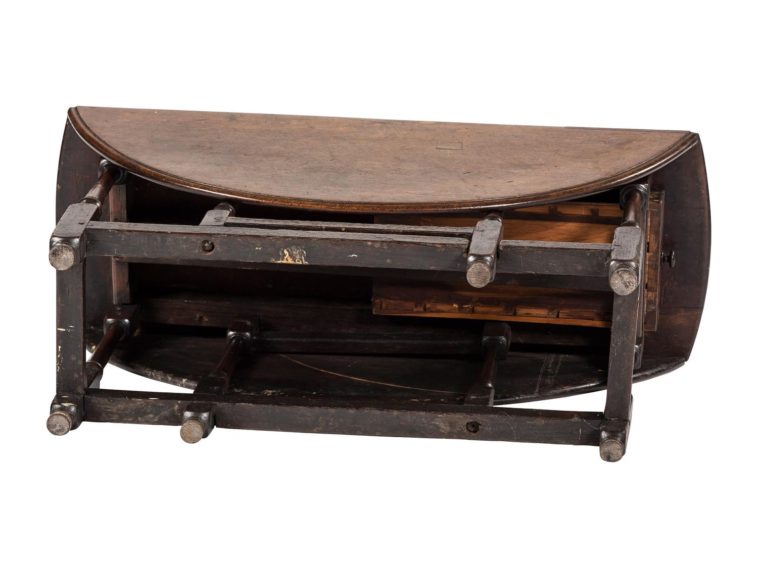 A William and Mary Walnut and Oak Gate-Leg Table