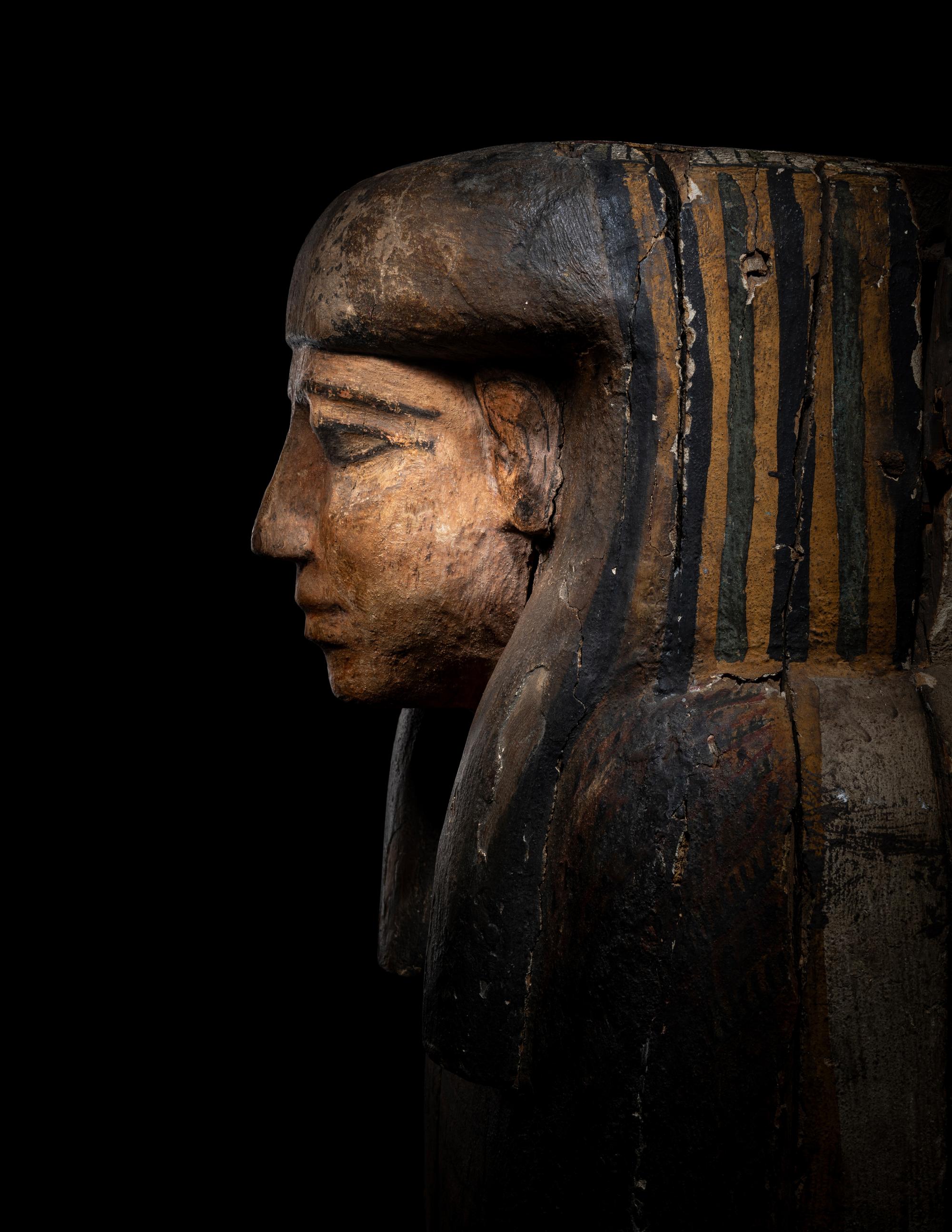 An Egyptian Painted Wood Anthropoid Coffin
