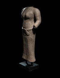 A Khmer Greystone Torso of a Woman