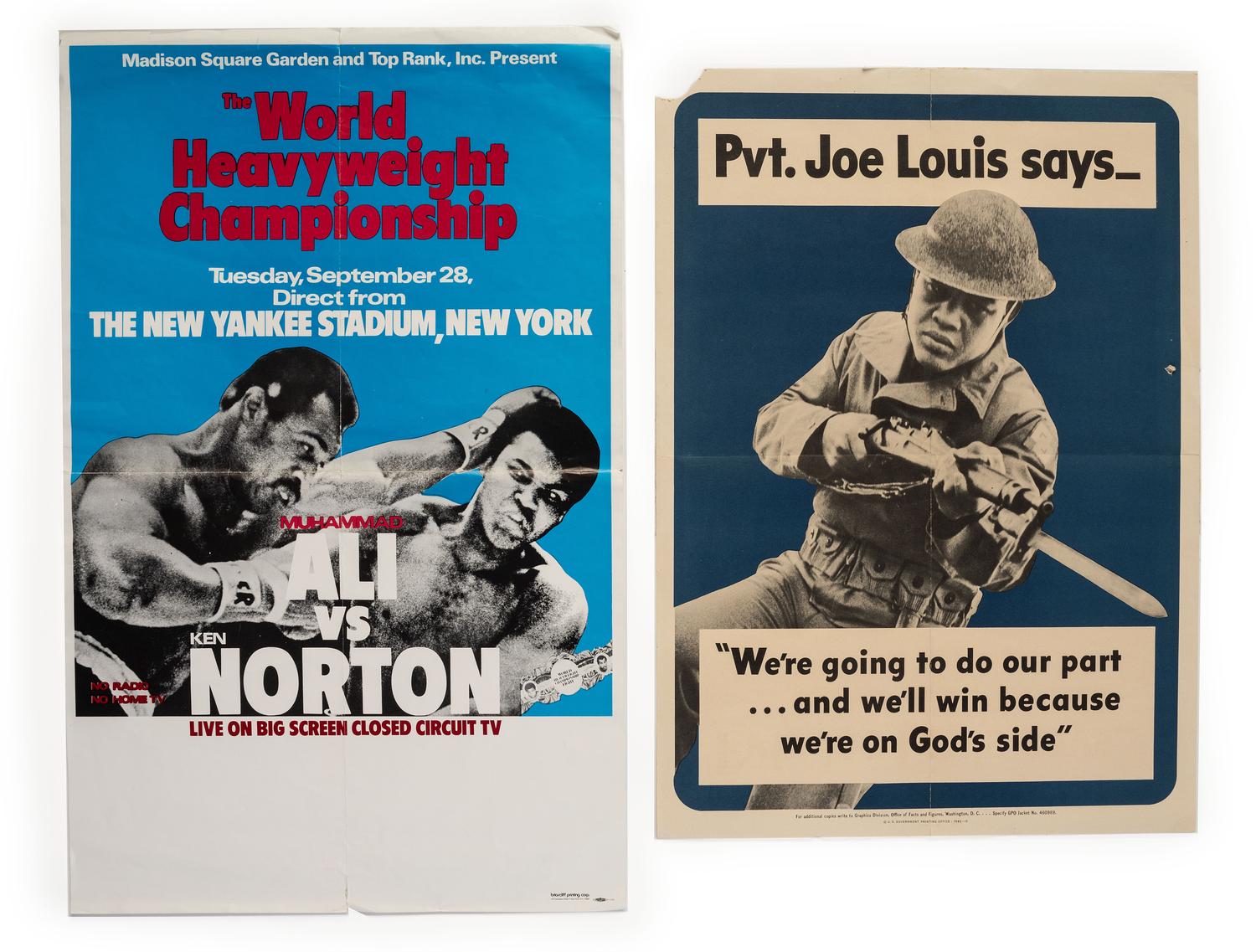 [SPORTS - BOXING - BASEBALL]. A collection of 14 items, most related to African American boxers Joe Louis and Cassius Clay.