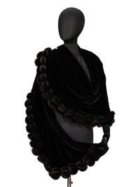 A Fur Stole & a Fur-Trimmed Velvet Wrap