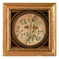 A Victorian Needlework Embroidered Floral Sprig Picture