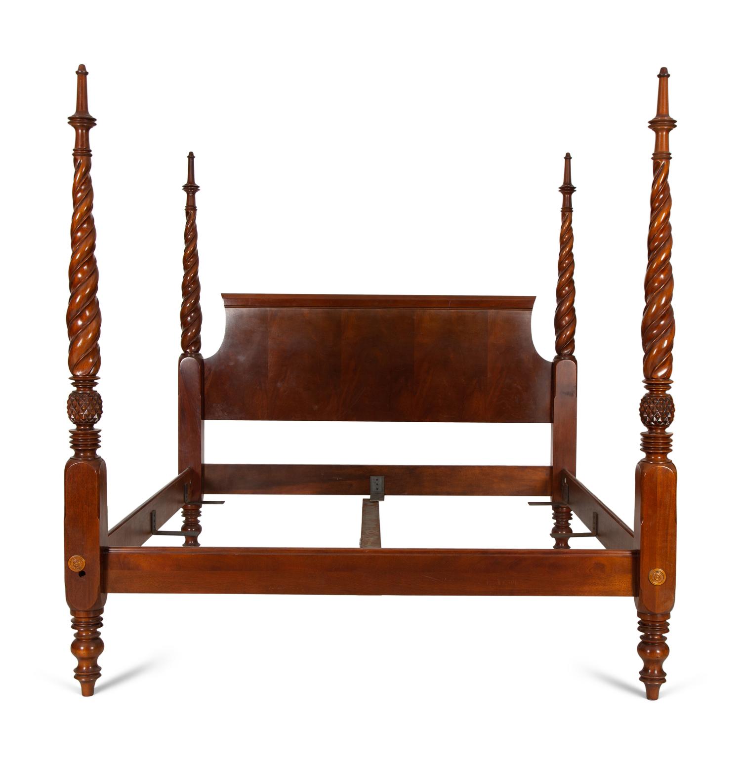 A Carved Mahogany Four Poster Bed