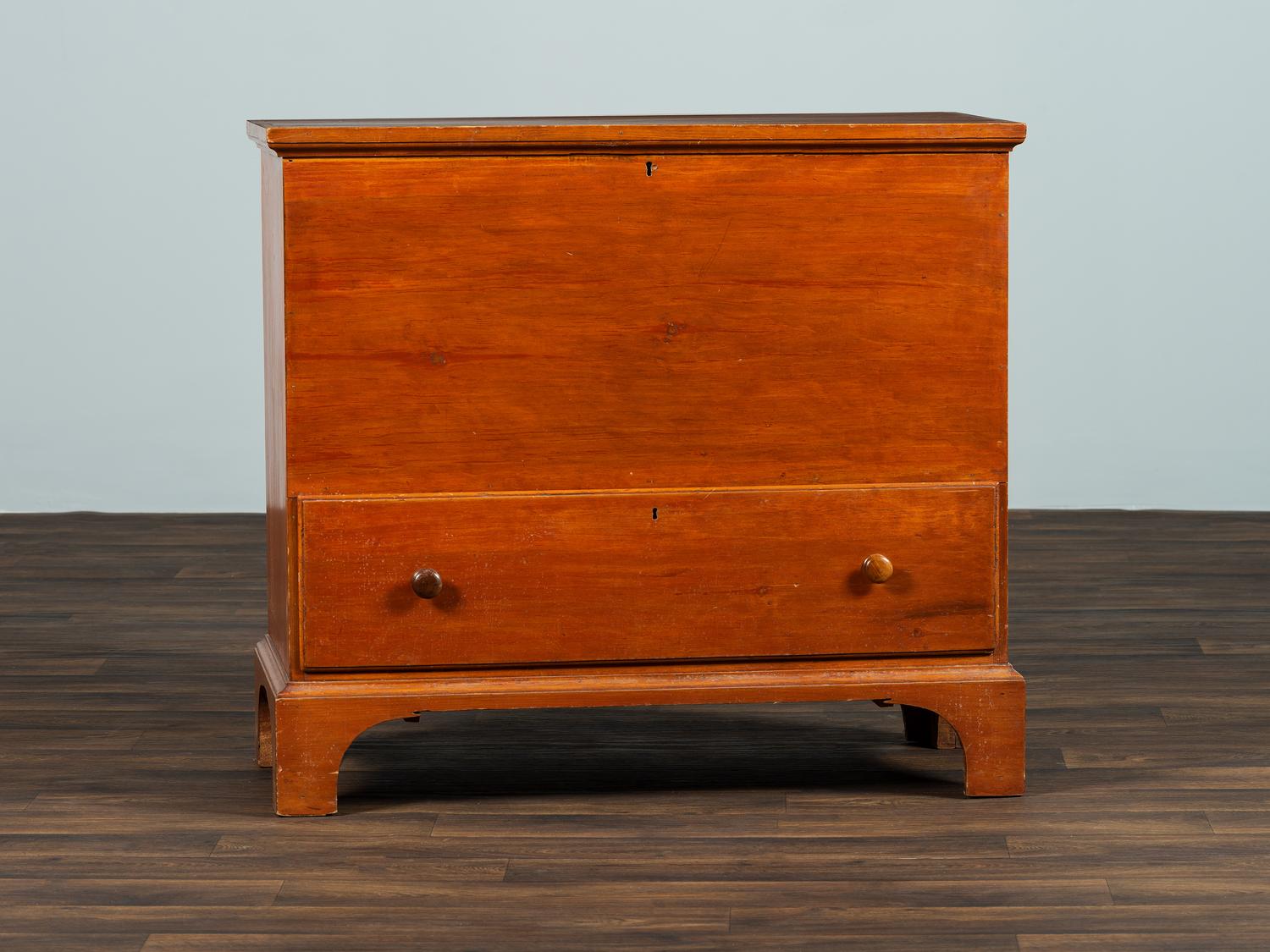 A Shaker Red-Stained Pine One-Drawer Blanket Chest