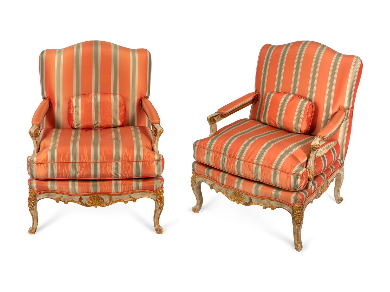 A Pair of Louis XV Style Painted Fauteuils — 20TH CENTURY