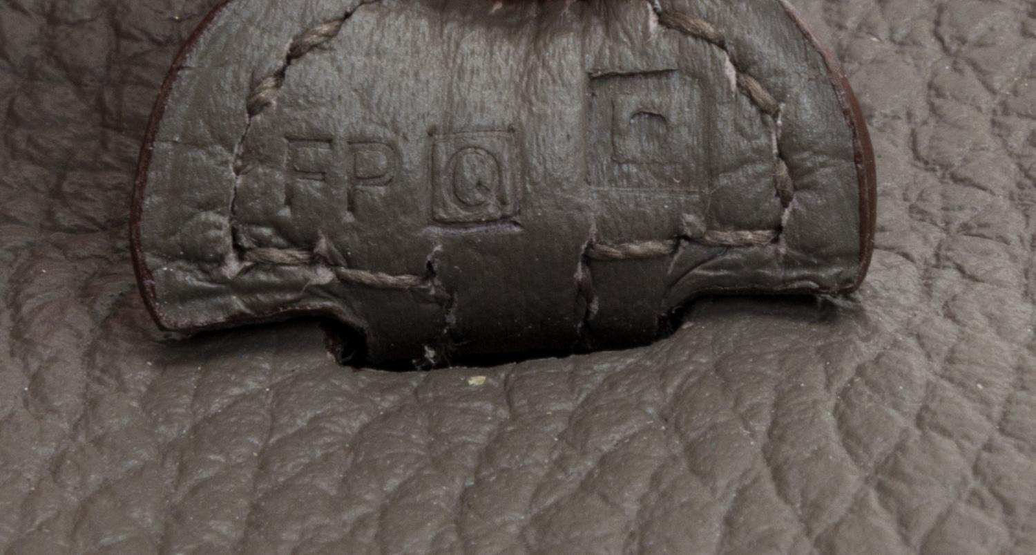 An Hermes Amazone Etain Taurillon Clemence Mini Evelyne Handbag, 6.7" x 7" x 2".
