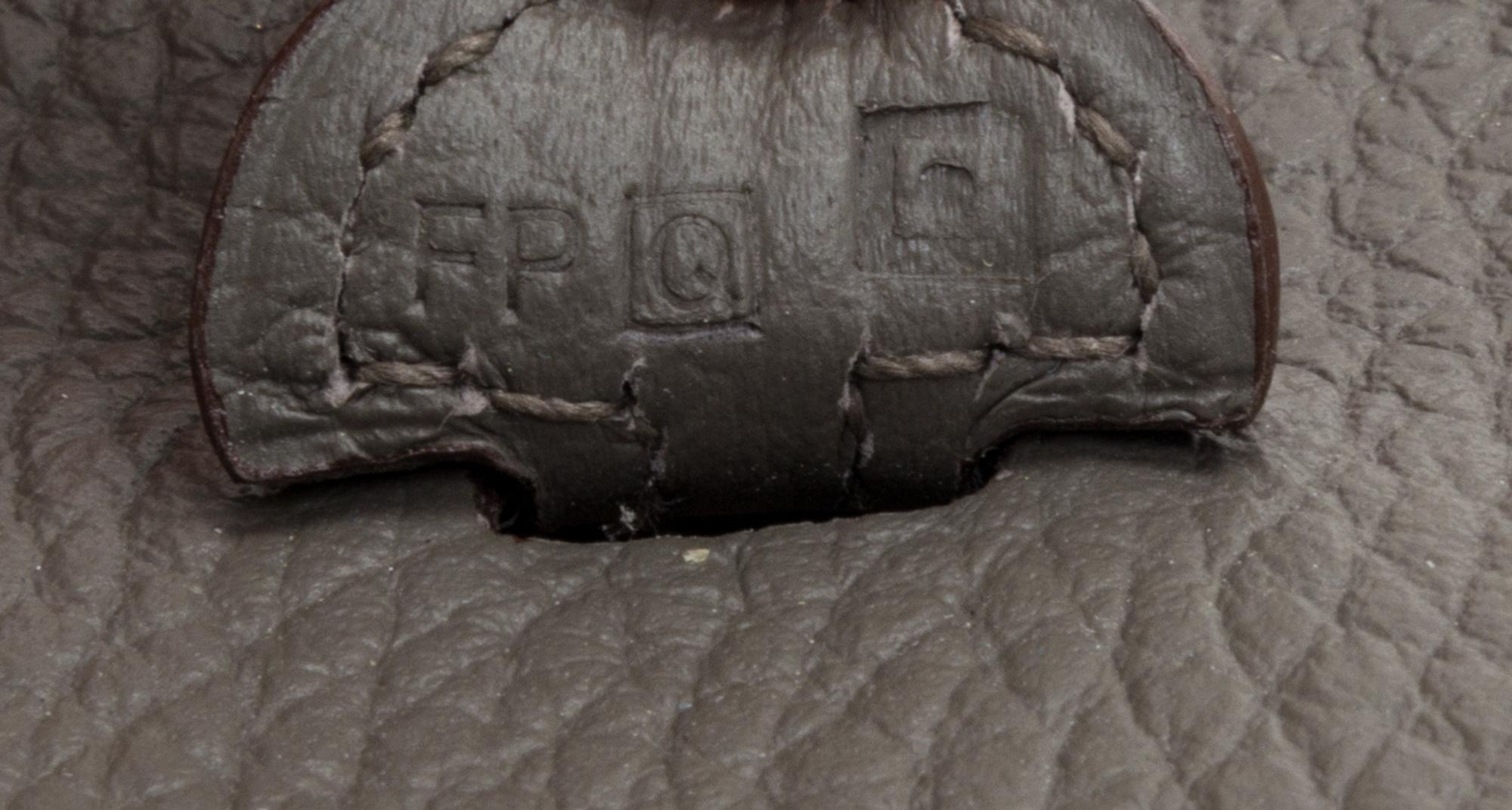 An Hermes Amazone Etain Taurillon Clemence Mini Evelyne Handbag, 6.7" x 7" x 2".