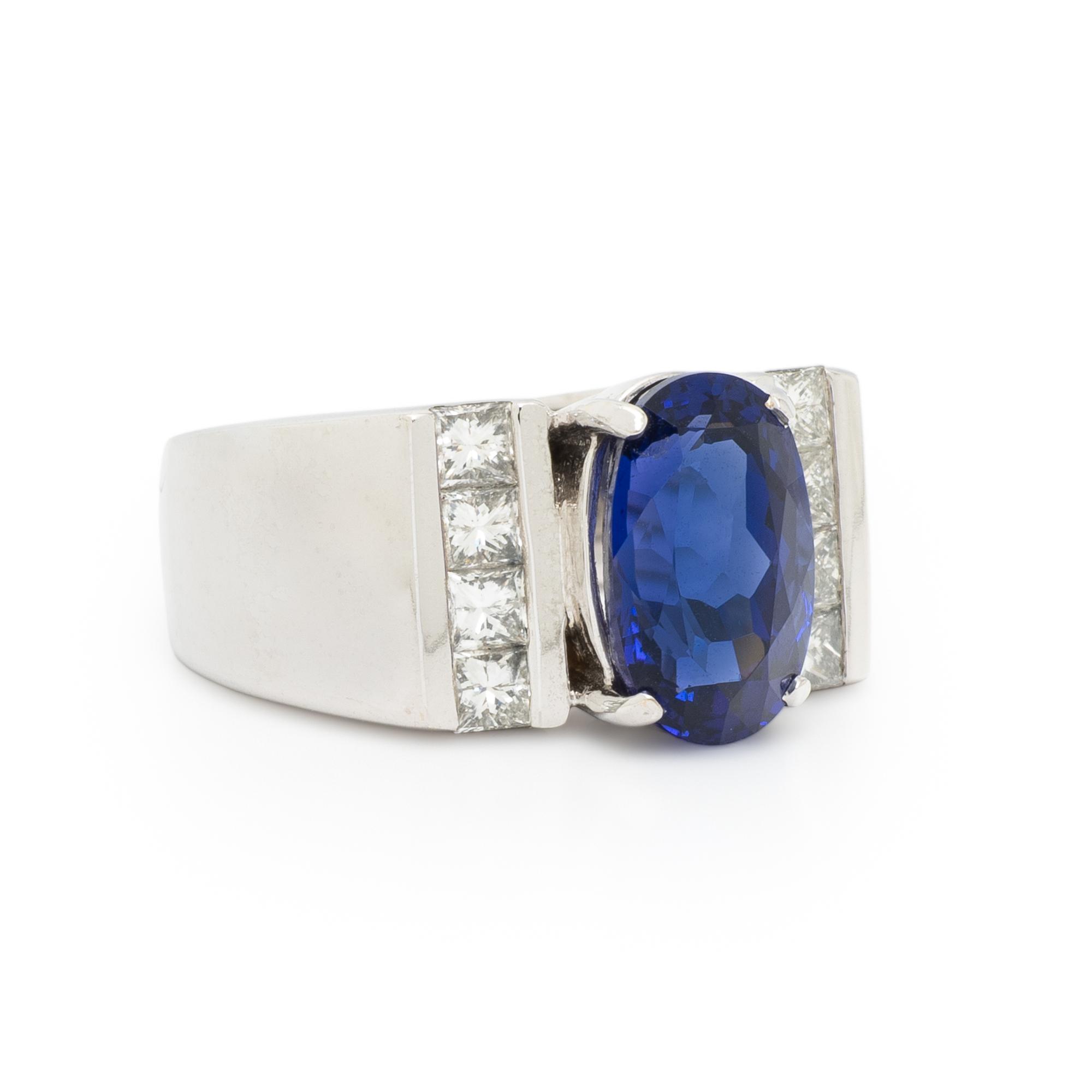 WHITE GOLD, TANZANITE, AND DIAMOND RING