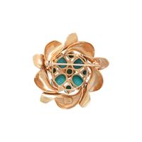 YELLOW GOLD AND TURQUOISE CLUSTER BROOCH