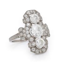 ANTIQUE, DIAMOND PLAQUE RING