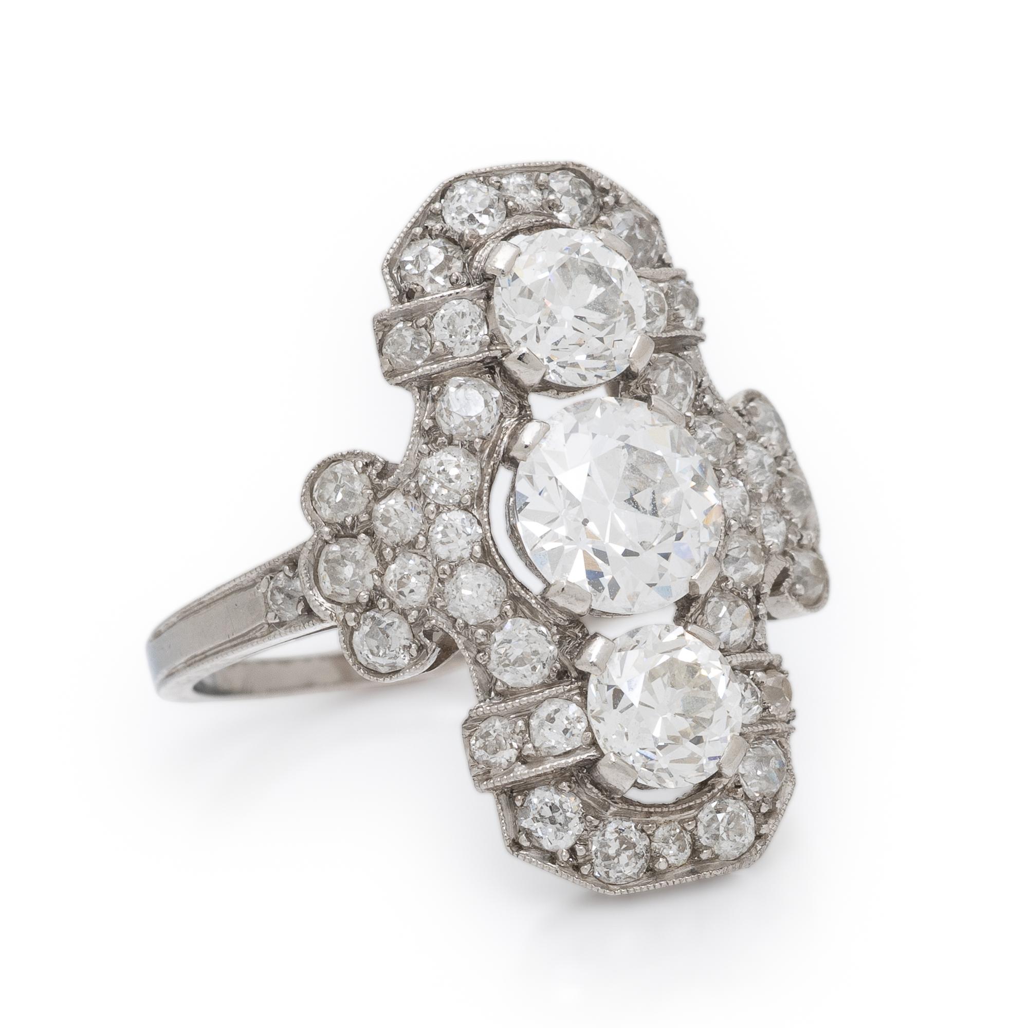 ANTIQUE, DIAMOND PLAQUE RING