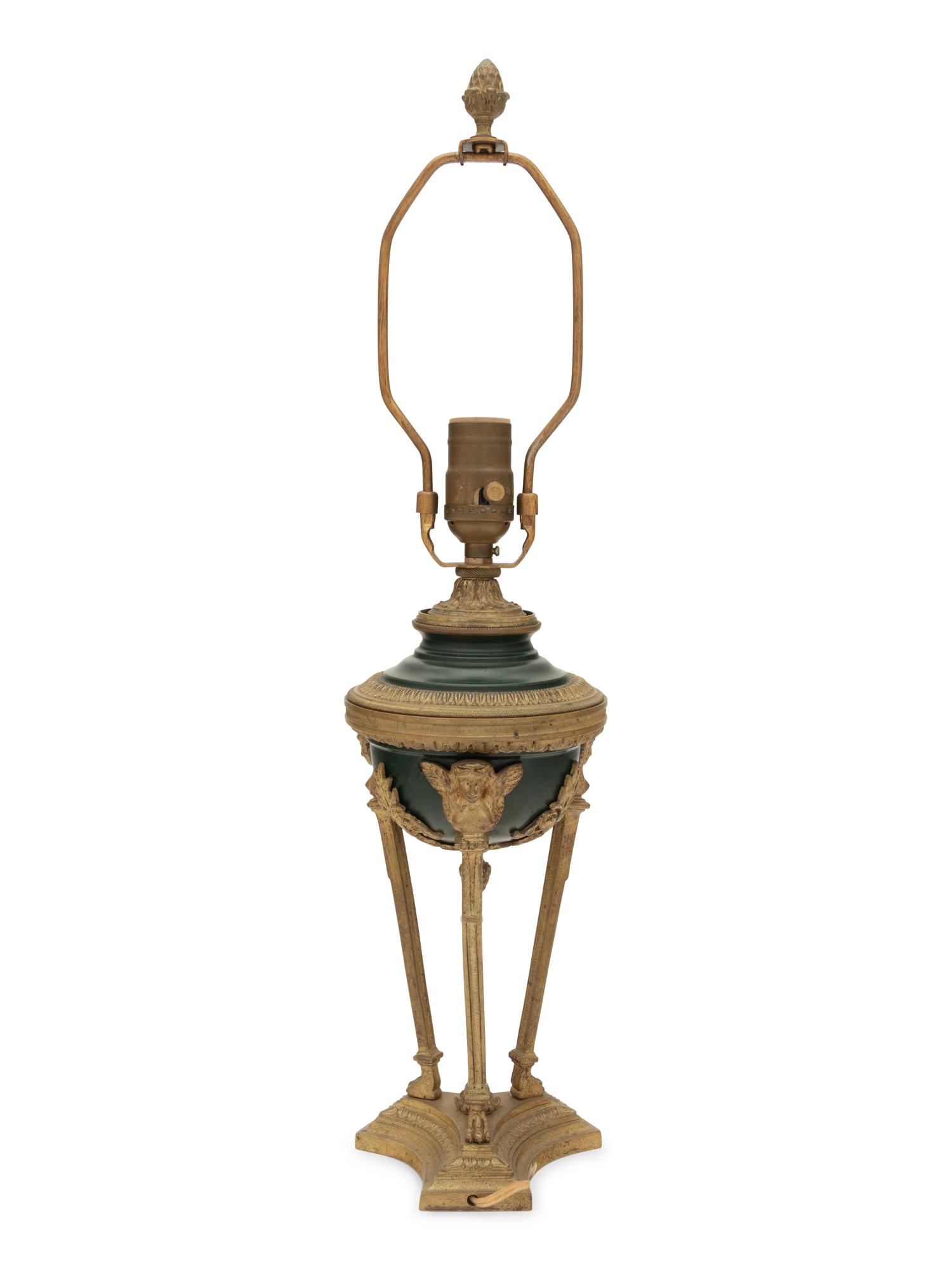 A French Gilt Bronze and Tôle Cassolette Mounted as a Lamp