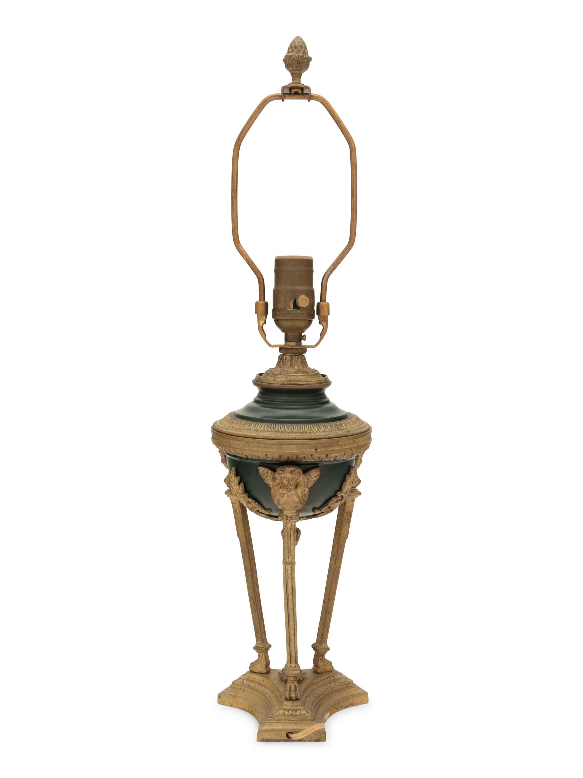 A French Gilt Bronze and Tôle Cassolette Mounted as a Lamp